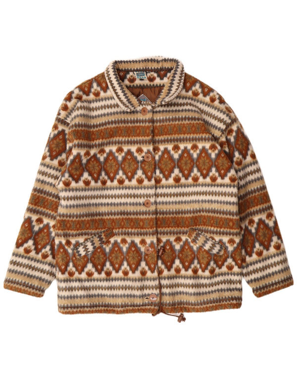 VINTAGE ženska prevelika bomber jakna UK 14 srednje smeđa Fair Isle