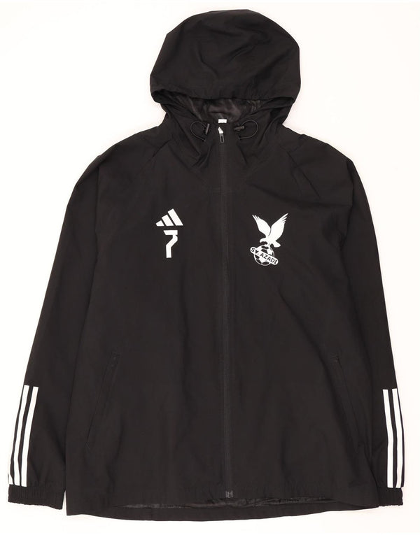 Adidas muška kišna jakna s kapuljačom s grafičkim motivima UK 42 XL crni poliester