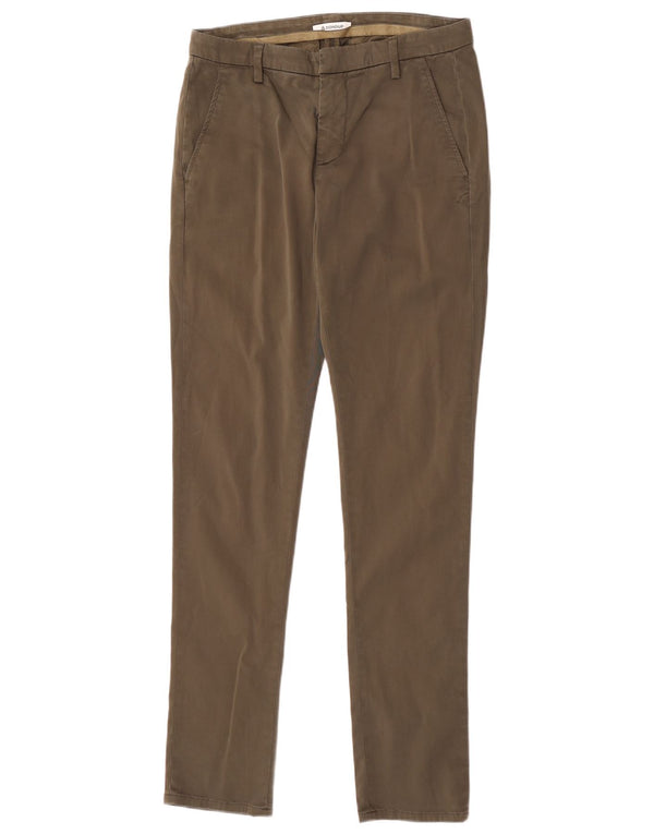 Dondup Mens Slim Chino Trousers W33 L33 Khaki Cotton