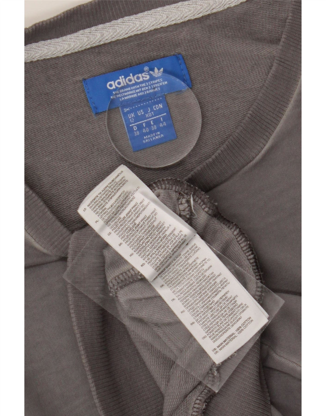 ADIDAS Womens Graphic Sweatshirt Jumper UK 12 Medium  Grey Cotton Vintage Adidas and Second-Hand Adidas from Messina Hembry 
