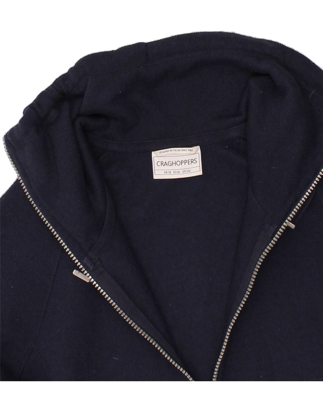 CRAGHOPPERS Womens Cardigan Sweater UK 10 Small Navy Blue Polyester Vintage CRAGHOPPERS and Second-Hand CRAGHOPPERS from Messina Hembry 