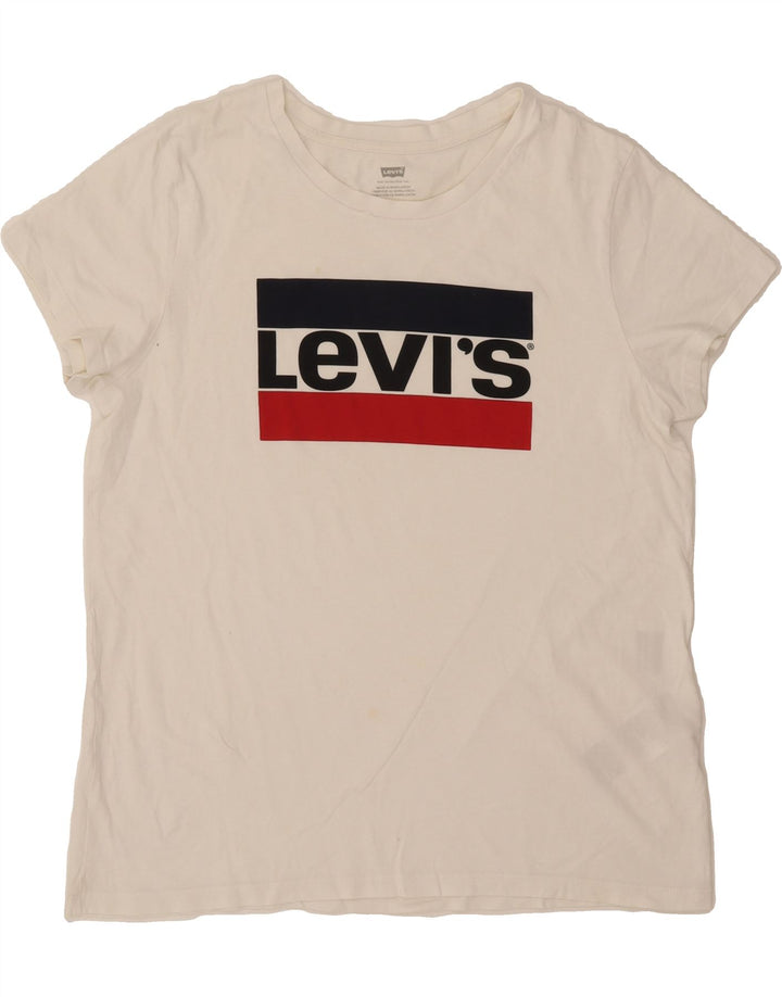 LEVI'S Mens Graphic T-Shirt Top Large White Cotton Vintage Levi's and Second-Hand Levi's from Messina Hembry 