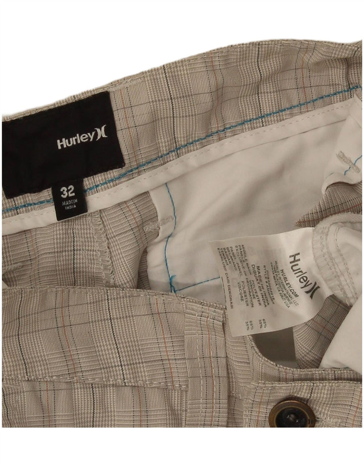 Muške kratke kargo hlače Hurley W32 srednje sivi karirani poliester