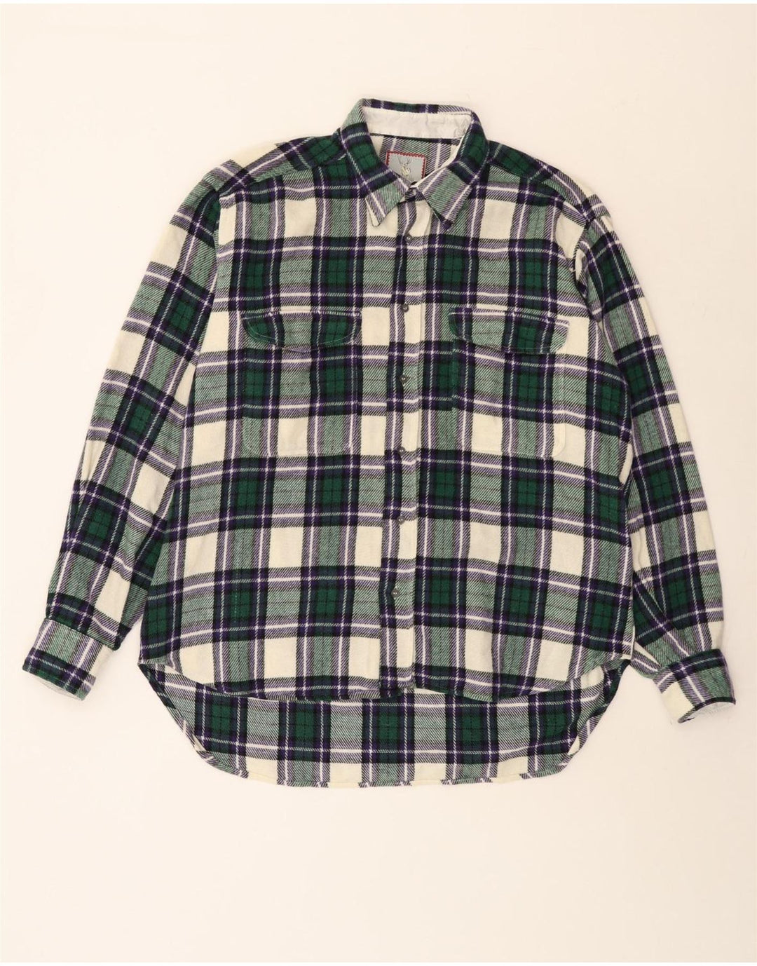 Benetton muška flanelska košulja XL, zelena karirana vuna