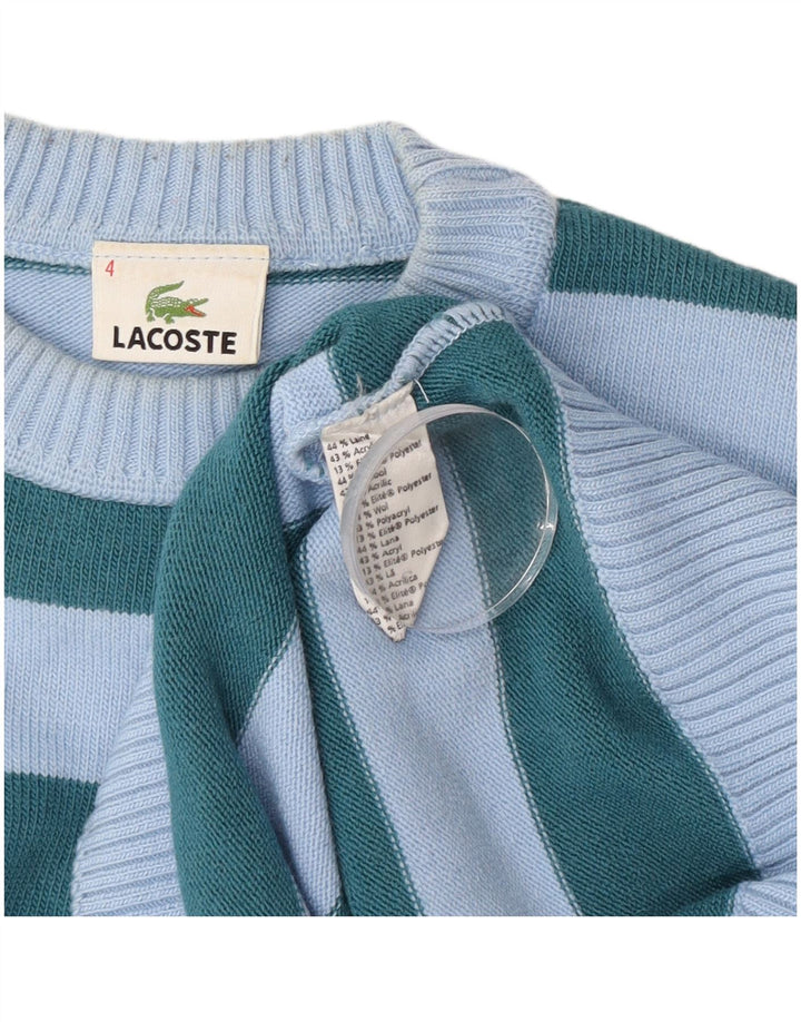 Lacoste muški džemper s okruglim izrezom, veličina 4, vuneni plavi prugasti srednje veličine