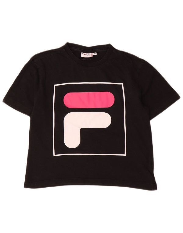 Fila ženska majica kratkih rukava s kratkim crtama UK 6 XS, crni pamuk