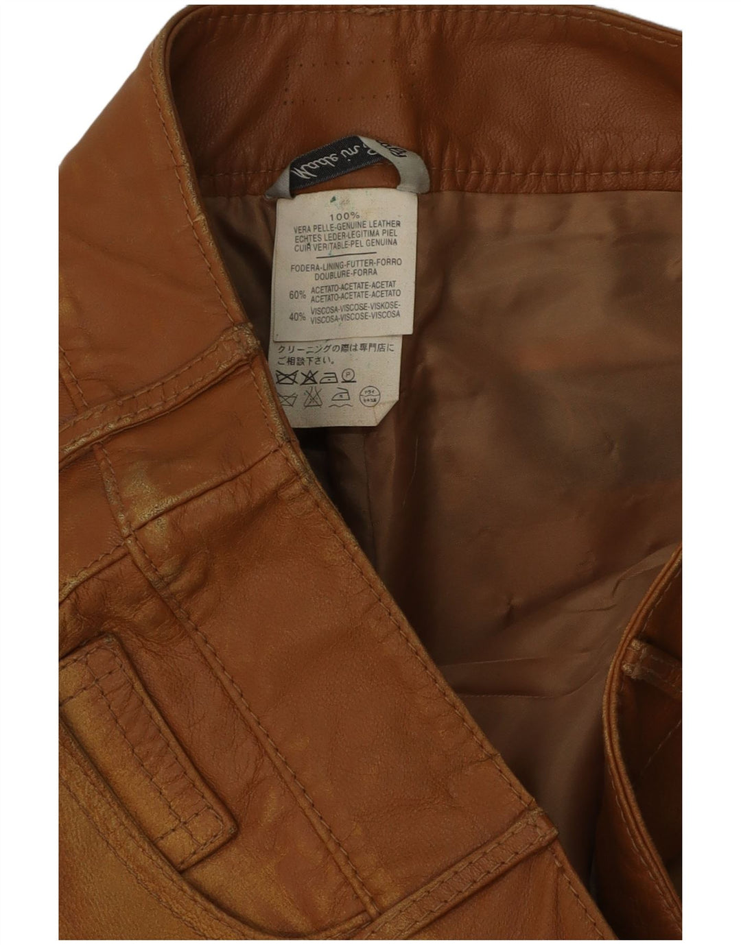Vintage muške kožne hlače W34 L35 Smeđe