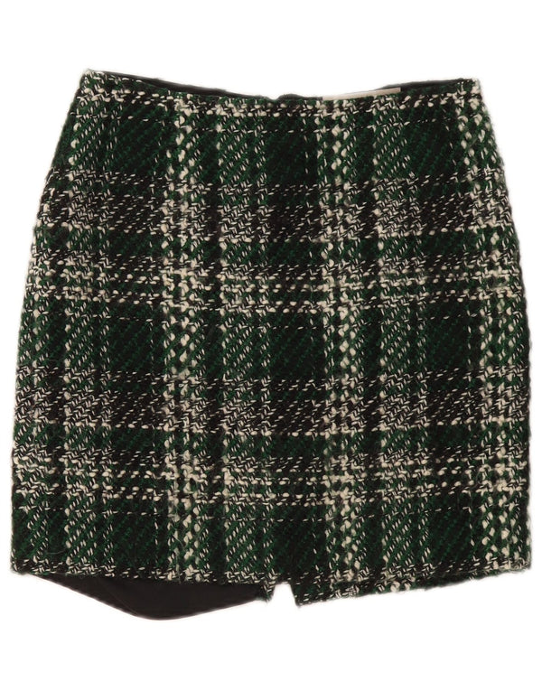 Ženska mini suknja Fenn Wright Manson UK 10 Mala W30 zelena karirana vuna