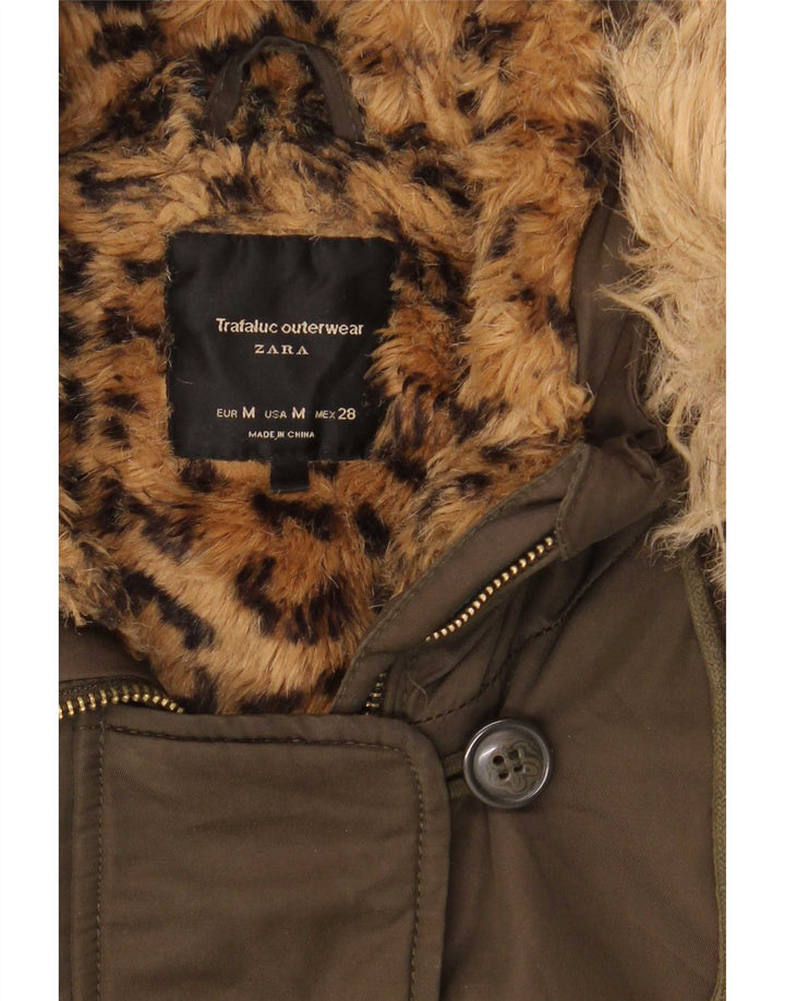 Zara ženska šerpa parka jakna s kapuljačom UK 14 srednje kaki boje