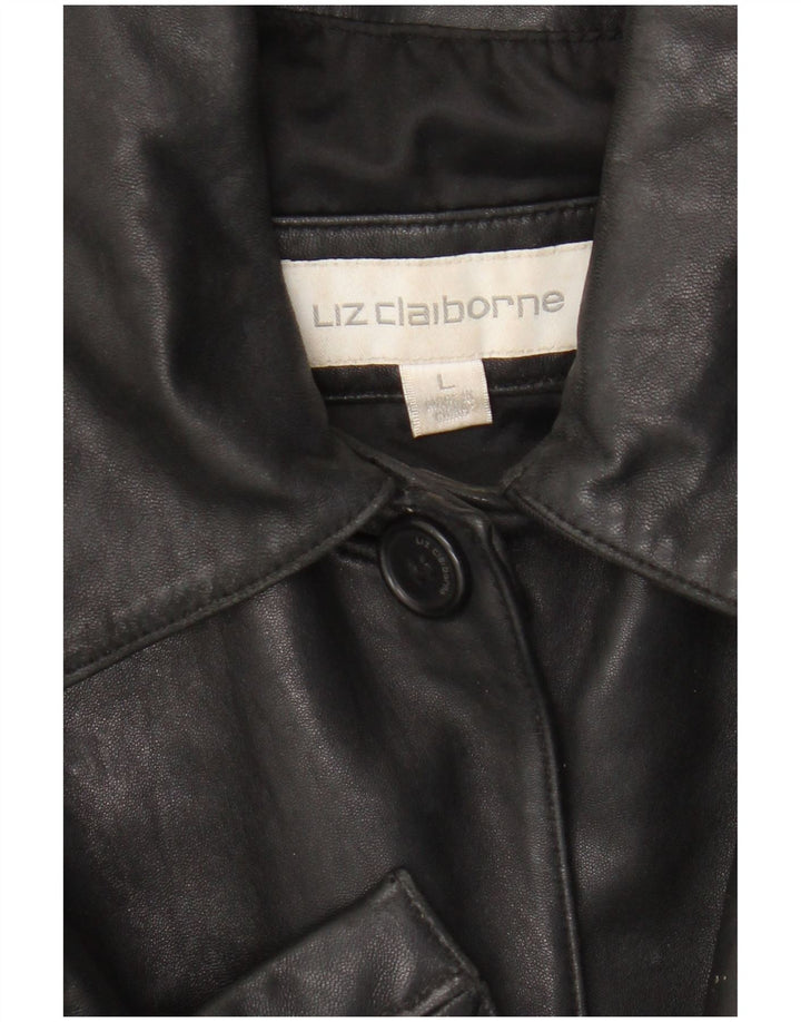 Liz Claiborne ženski kožni kaput UK 16 veliki crni kožni