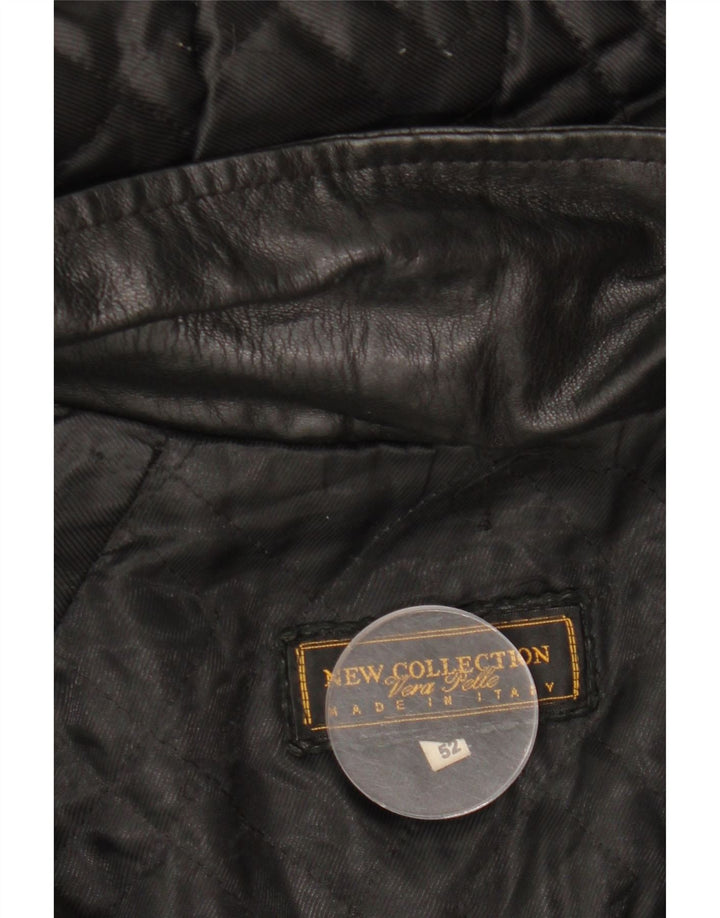 VINTAGE ženski kožni kaput s kapuljačom IT 52 2XL crna koža