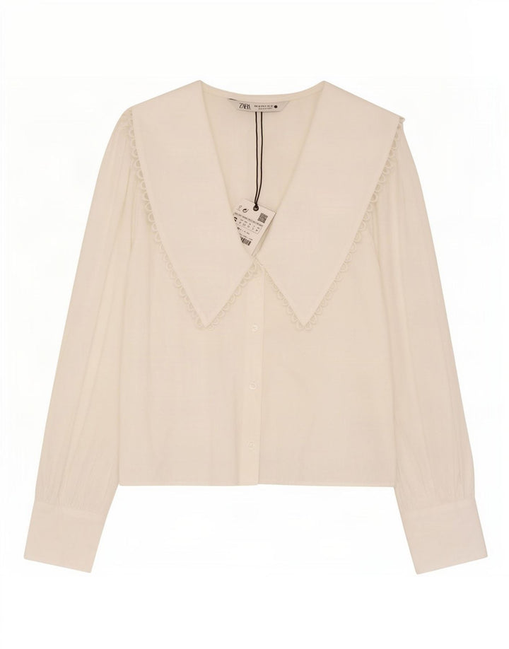 Zara ženska košulja bluza UK 10 Mala bijela pamuk