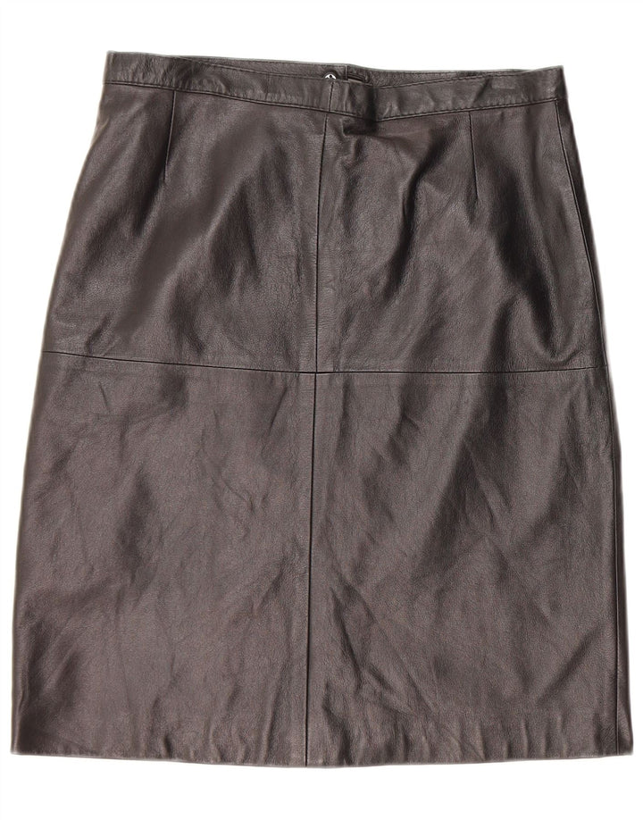 Vintage ženska kožna suknja W30 srednje crna koža