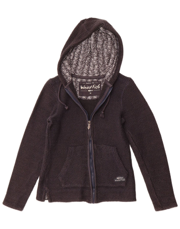 WEIRD FISH Ženski pulover s kapuljačom s patentnim zatvaračem UK 10 Mali tamnoplavi pamuk