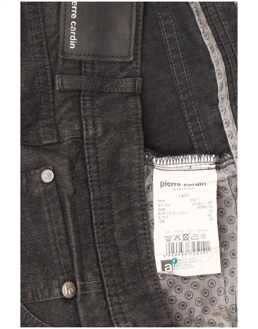 Pierre Cardin muške ravne traperice W36 L34 sivi poliester
