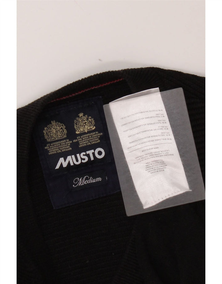 Musto muški džemper s V-izrezom, srednji crni pamuk