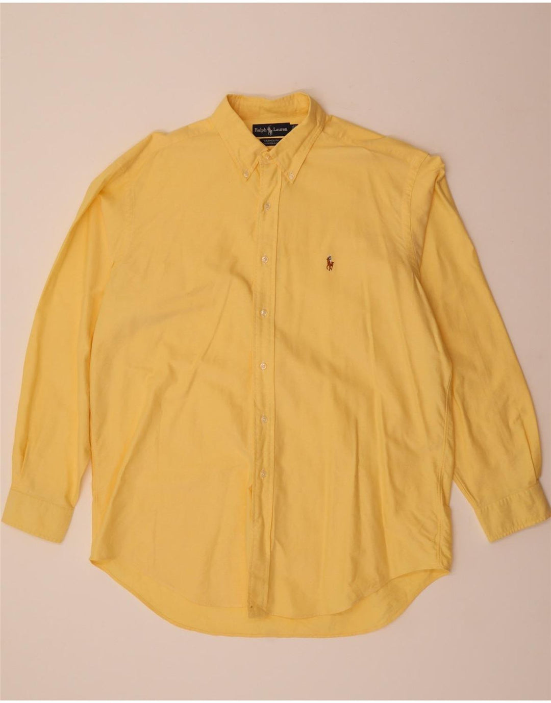 RALPH LAUREN Mens Yarmouth Shirt Size 16 1/2 Large Yellow Cotton