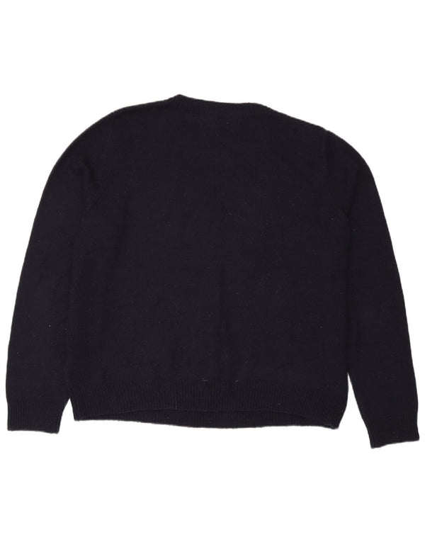 Marks & Spencer ženski džemper s okruglim izrezom UK 18 XL tamnoplavi božićni