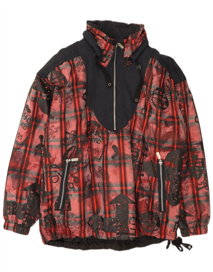 Vintage muška anorak jakna širokog kroja UK 38 poliester srednje crvene boje