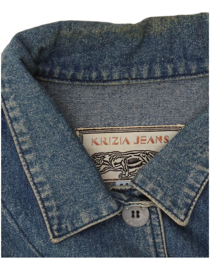 KRIZIA JEANS Ženska prekomjerna traper jakna IT 44 Srednje plava cvjetna