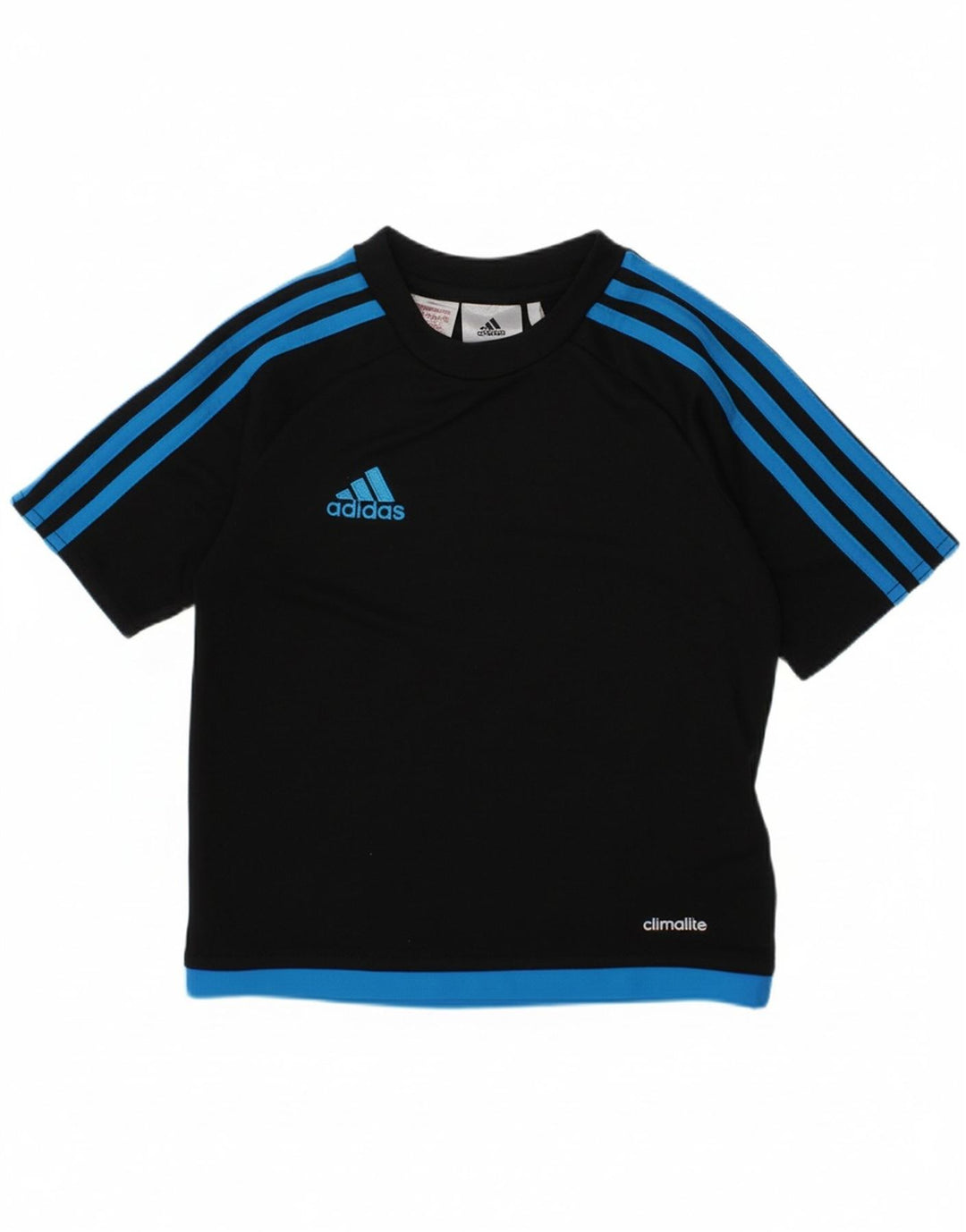ADIDAS Boys Climalite T-Shirt Top 4-5 Years Black Colourblock Polyester
