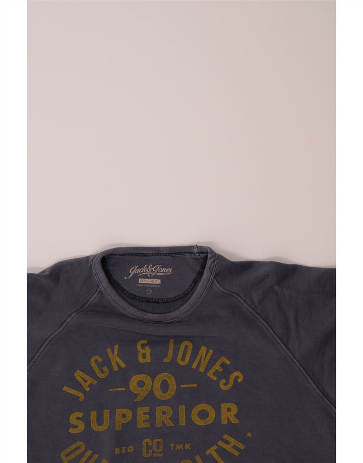 JACK & JONES Mens Regular Fit Graphic Sweatshirt Jumper XL Navy Blue Vintage Jack & Jones and Second-Hand Jack & Jones from Messina Hembry 