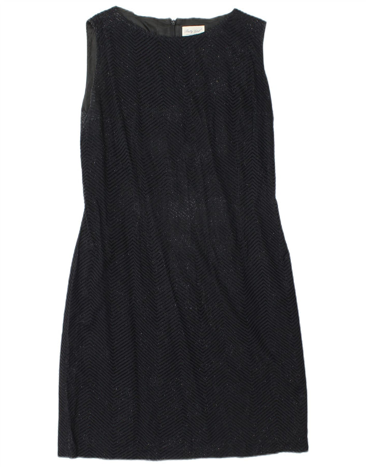 Vintage ženska plašt haljina bez rukava IT 46 veliki crni ševron