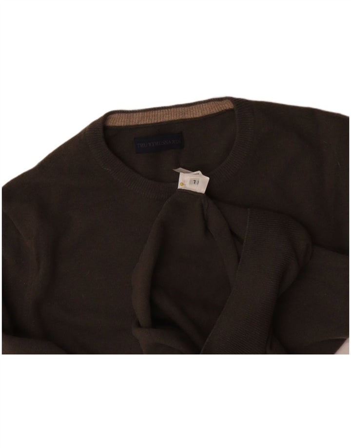 Veliki sivi vuneni muški džemper s okruglim izrezom TRUSSARDI