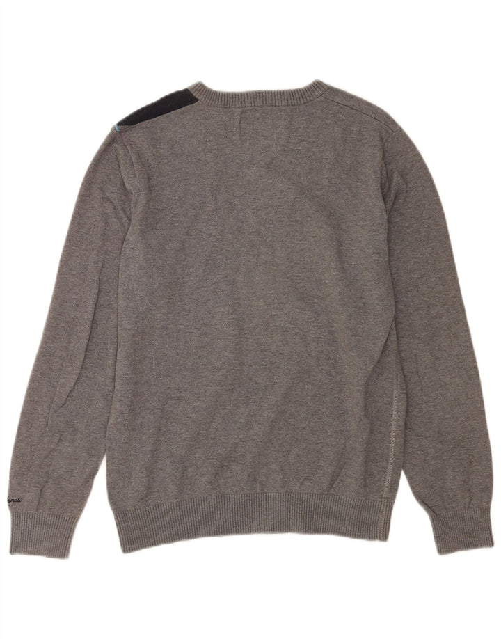 Jack & Jones muški džemper s V-izrezom, srednje sivi pamuk u blokovima boja