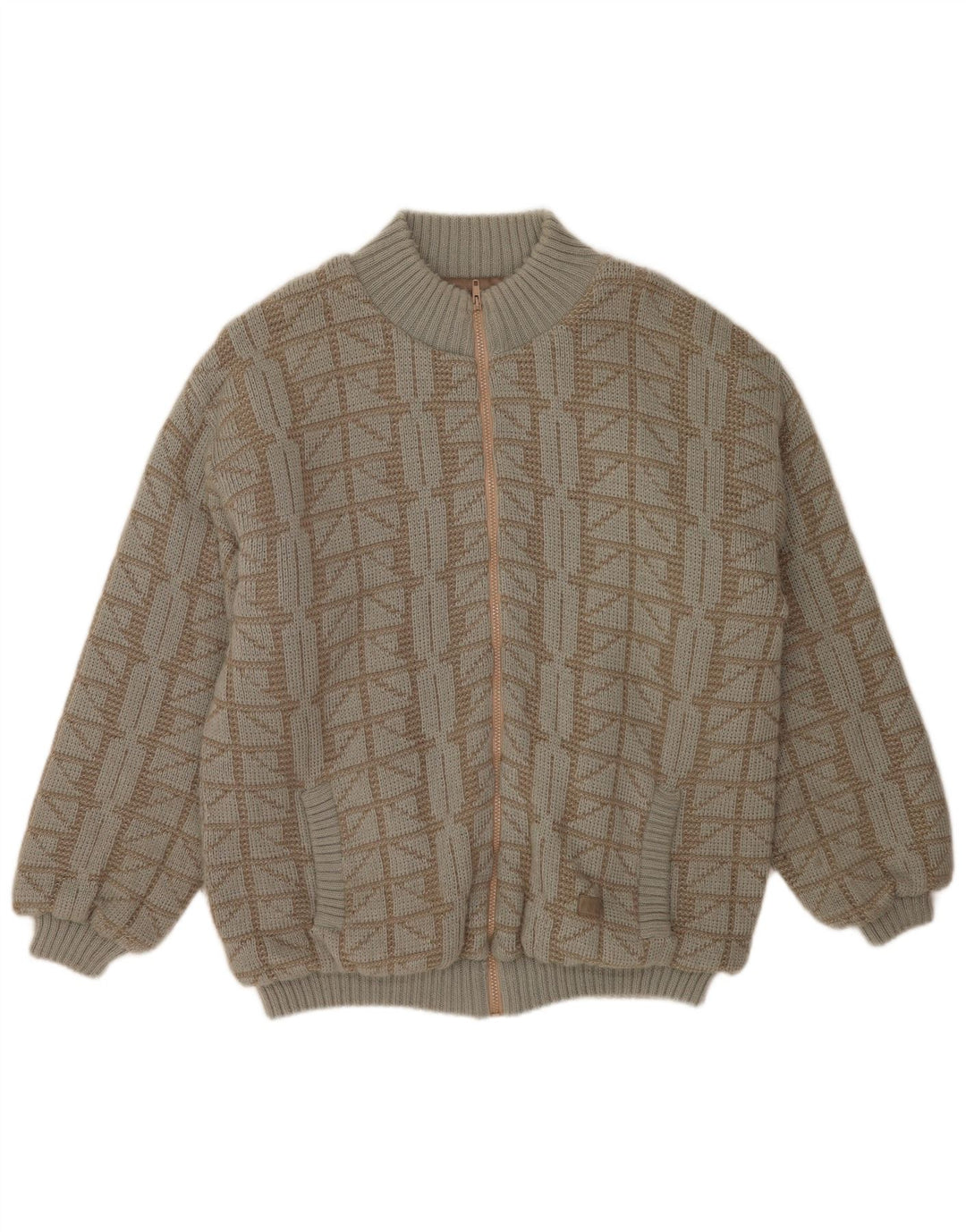 Frank Pepperone muška pletena bomber jakna UK 42 XL zelena geometrijska