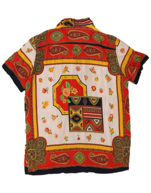 Vintage ženska haljina-košulja kratkih rukava UK 14 srednje crvene paisley boje