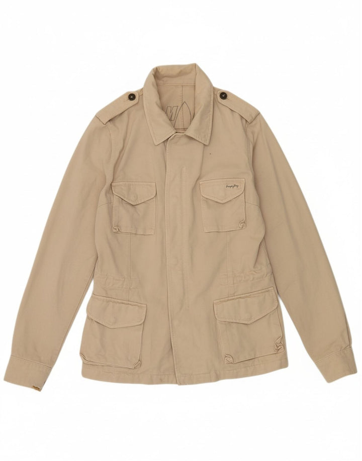 MURPHY & NYE Womens Military Jacket UK 16 Large Beige Cotton