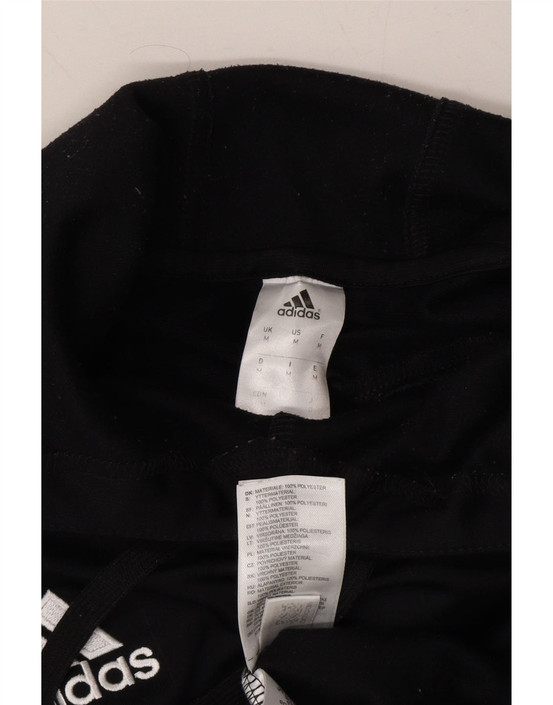 ADIDAS Mens Graphic Hoodie Jumper Medium Black Colourblock Polyester Vintage Adidas and Second-Hand Adidas from Messina Hembry 