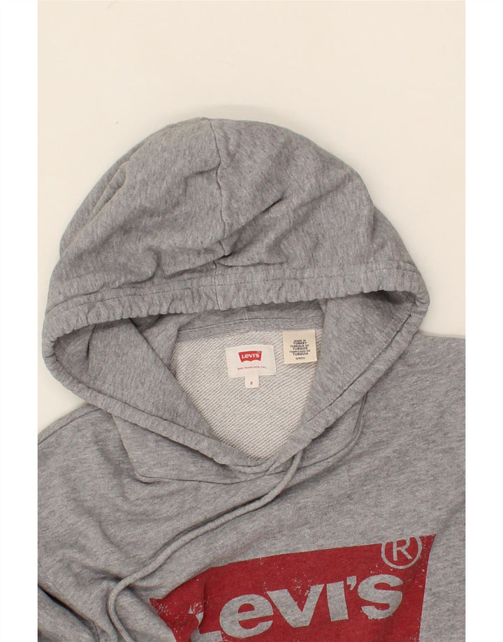 LEVI'S Mens Graphic Hoodie Jumper Small Grey Cotton Vintage Levi's and Second-Hand Levi's from Messina Hembry 