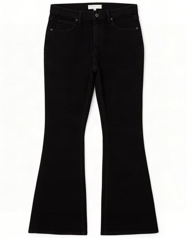 Topshop Womens Jamie Flared Jeans W30 L30 Black Cotton