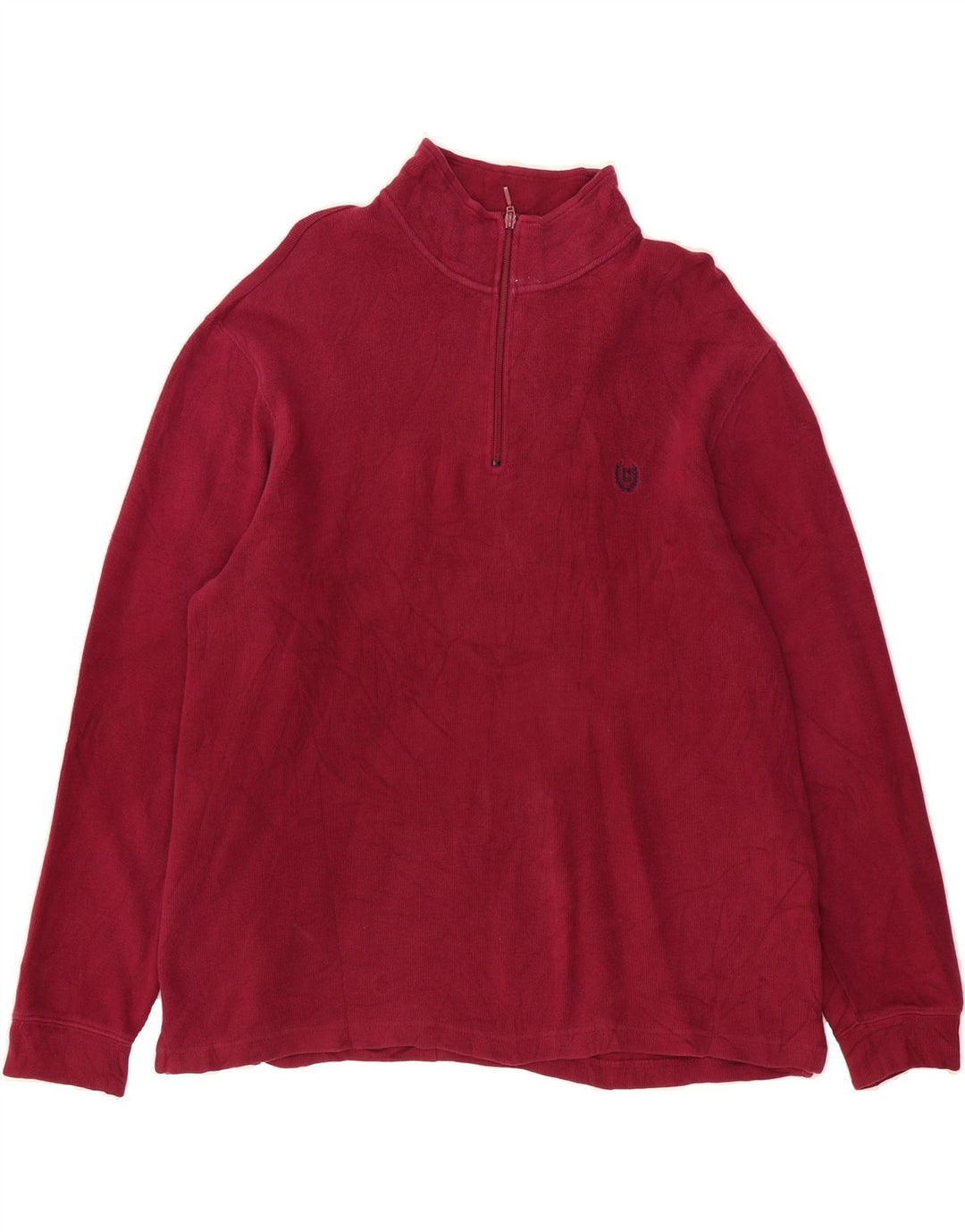 CHAPS Mens Zip Neck Top Long Sleeve Large Burgundy Cotton Vintage Chaps and Second-Hand Chaps from Messina Hembry 
