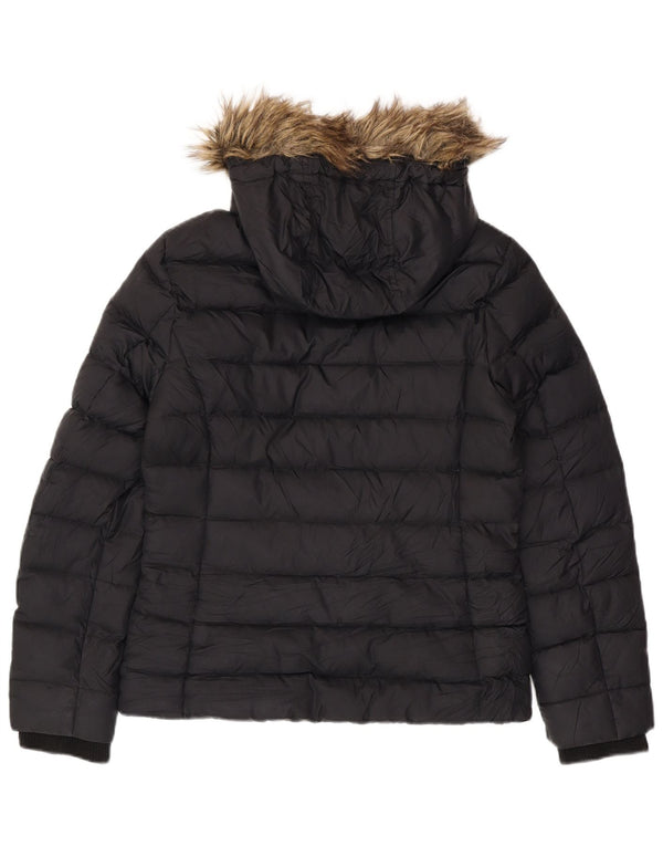 TOMMY HILFIGER Ženska podstavljena jakna s kapuljačom UK 16 Veliki crni poliester