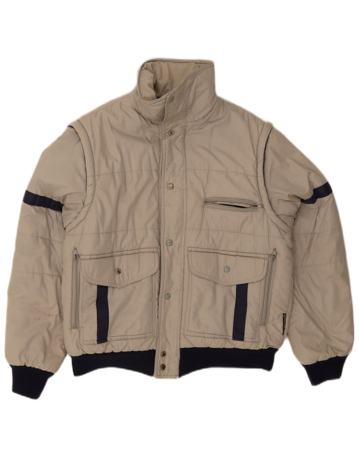 Vintage muška pomoćna jakna UK 38 srednje sivi poliester u boji