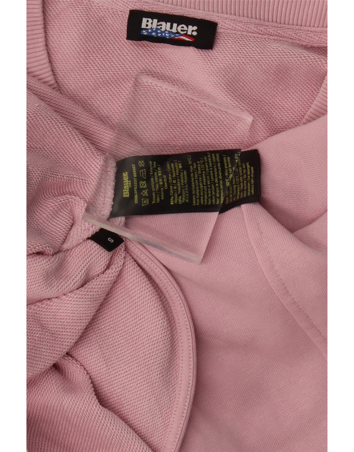 BLAUER Womens Graphic Oversized Sweatshirt Jumper UK 10 Small Pink Cotton