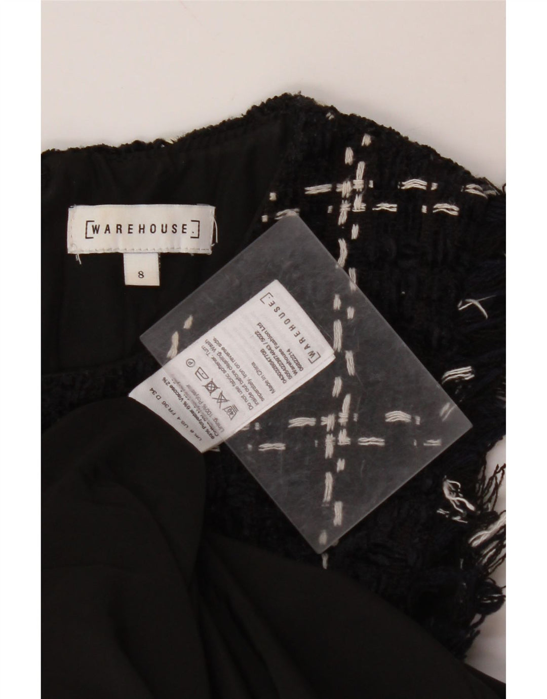 WAREHOUSE Ženska plašt haljina bez rukava UK 8 Mali tamnoplavi karirani