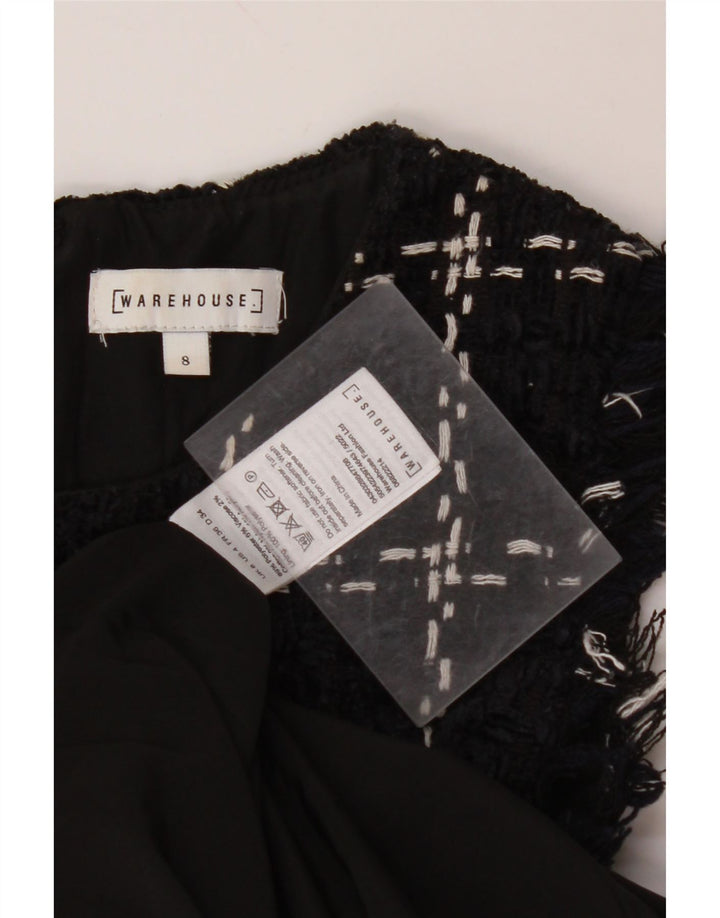 WAREHOUSE Ženska plašt haljina bez rukava UK 8 Mali tamnoplavi karirani