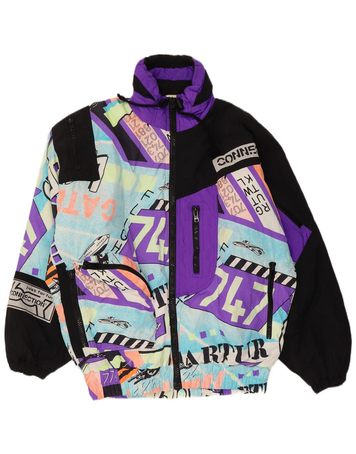 Vintage muška skijaška jakna s kapuljačom, UK 40, veliki višebojni poliamid