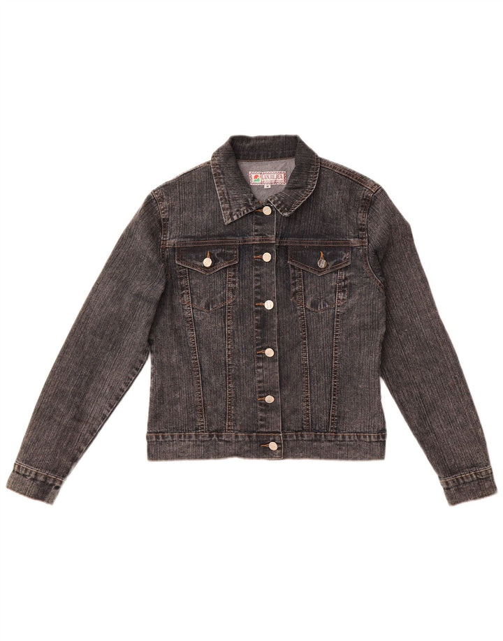 Vintage ženska crop traper jakna UK 12 srednje sivi pamuk