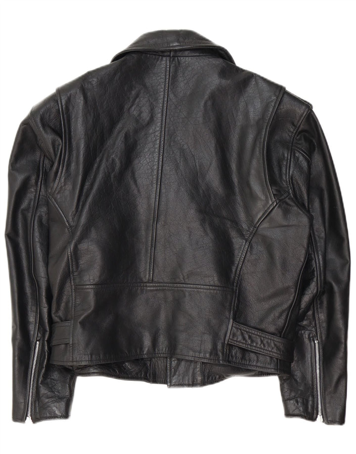 Vintage ženska kožna biciklistička jakna UK 14 Srednja crna koža