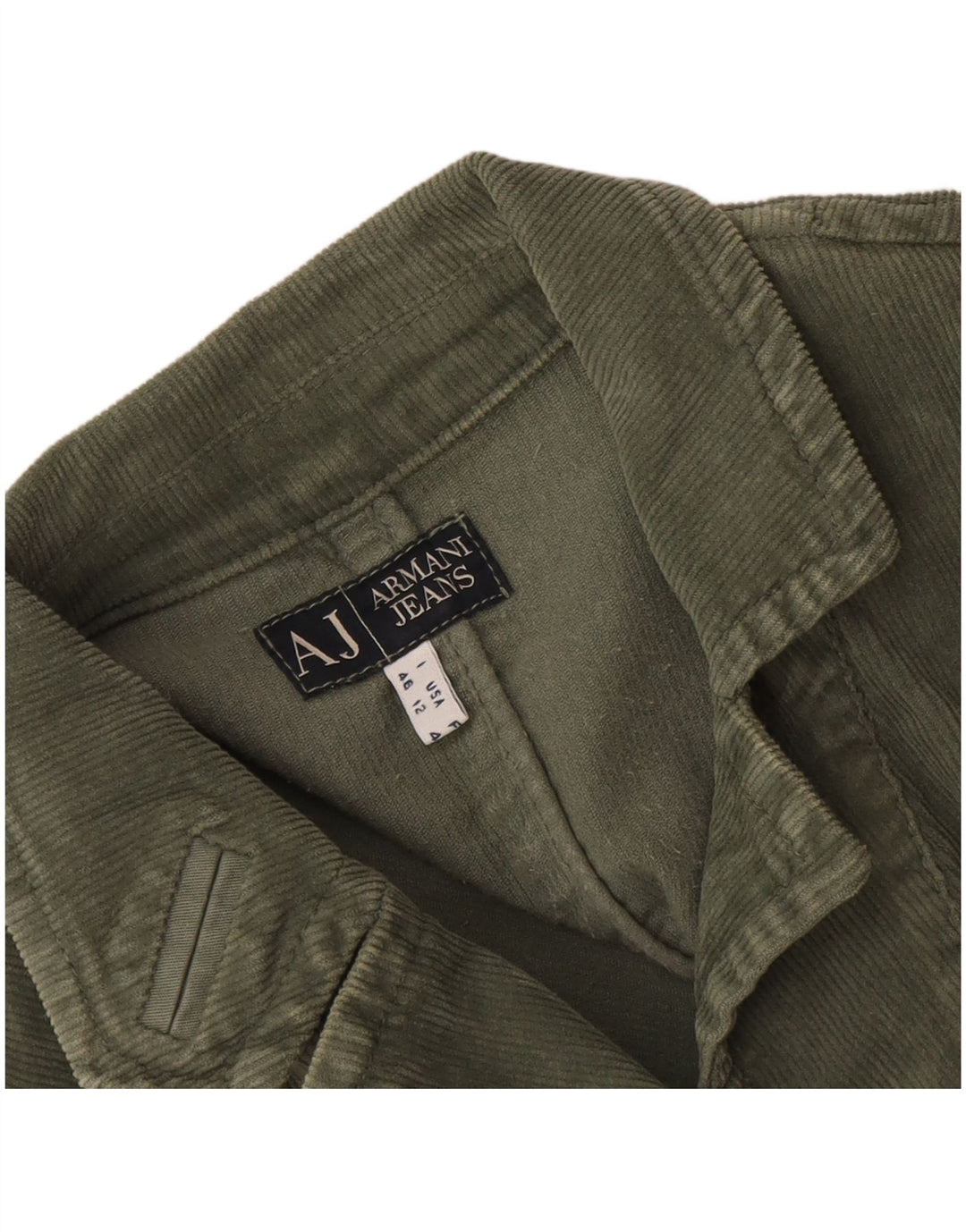 Armani Jeans Ženska jakna od samta s 3 gumba UK 16 Veliki kaki