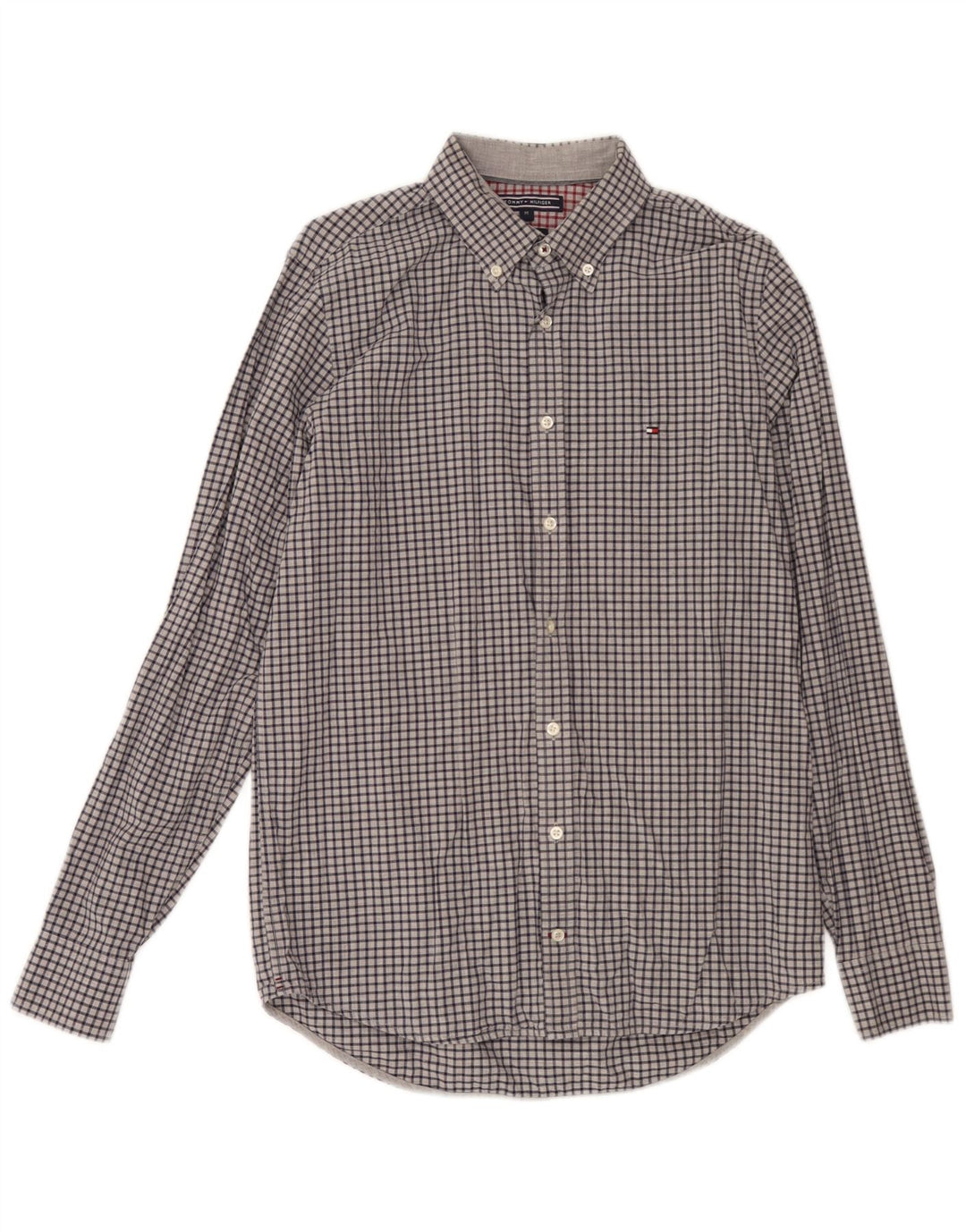 Tommy Hilfiger muška uska košulja srednje sive boje od gingham pamuka