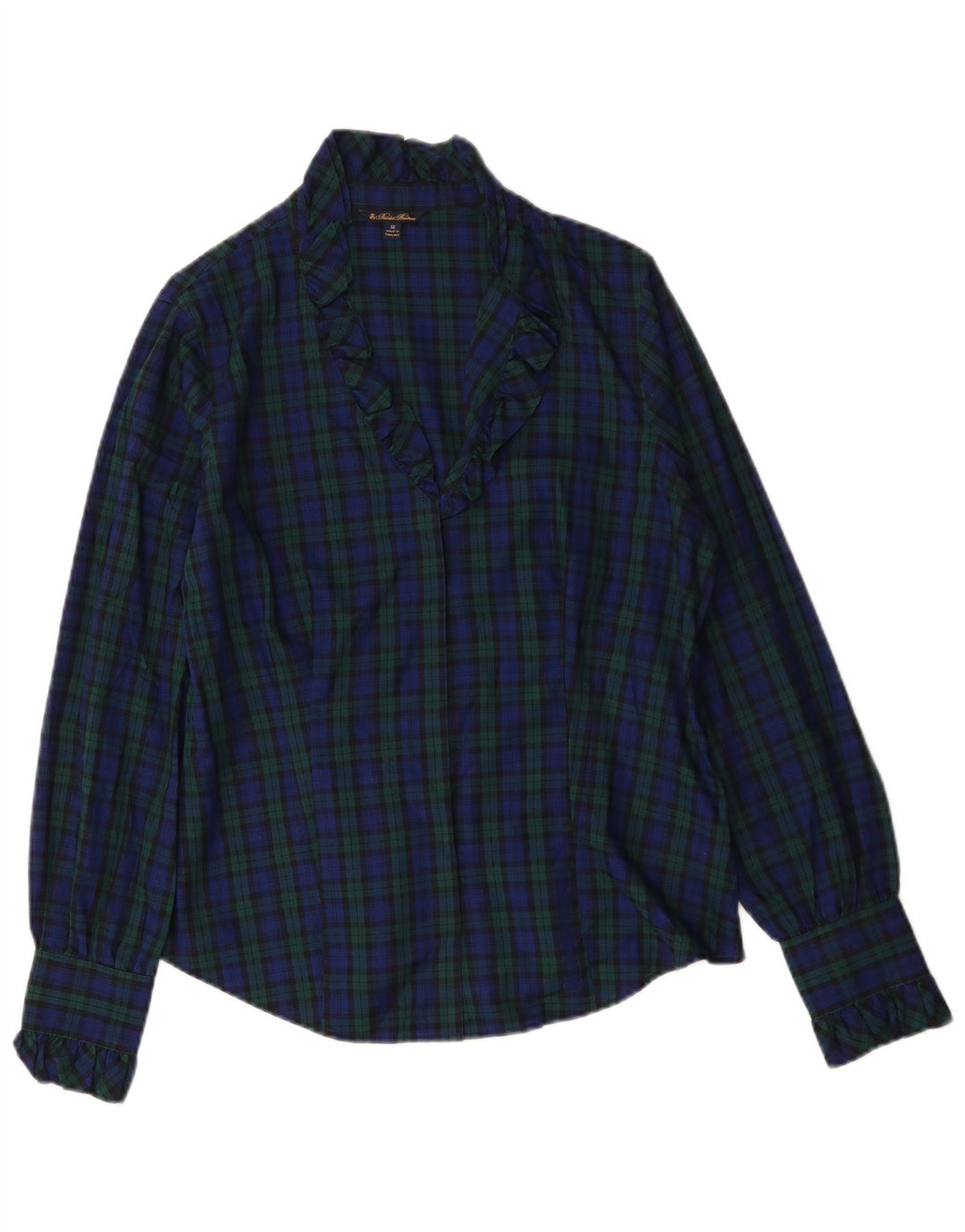 Brooks Brothers Ženska košulja bluza US 12 Veliki tamnoplavi karirani pamuk