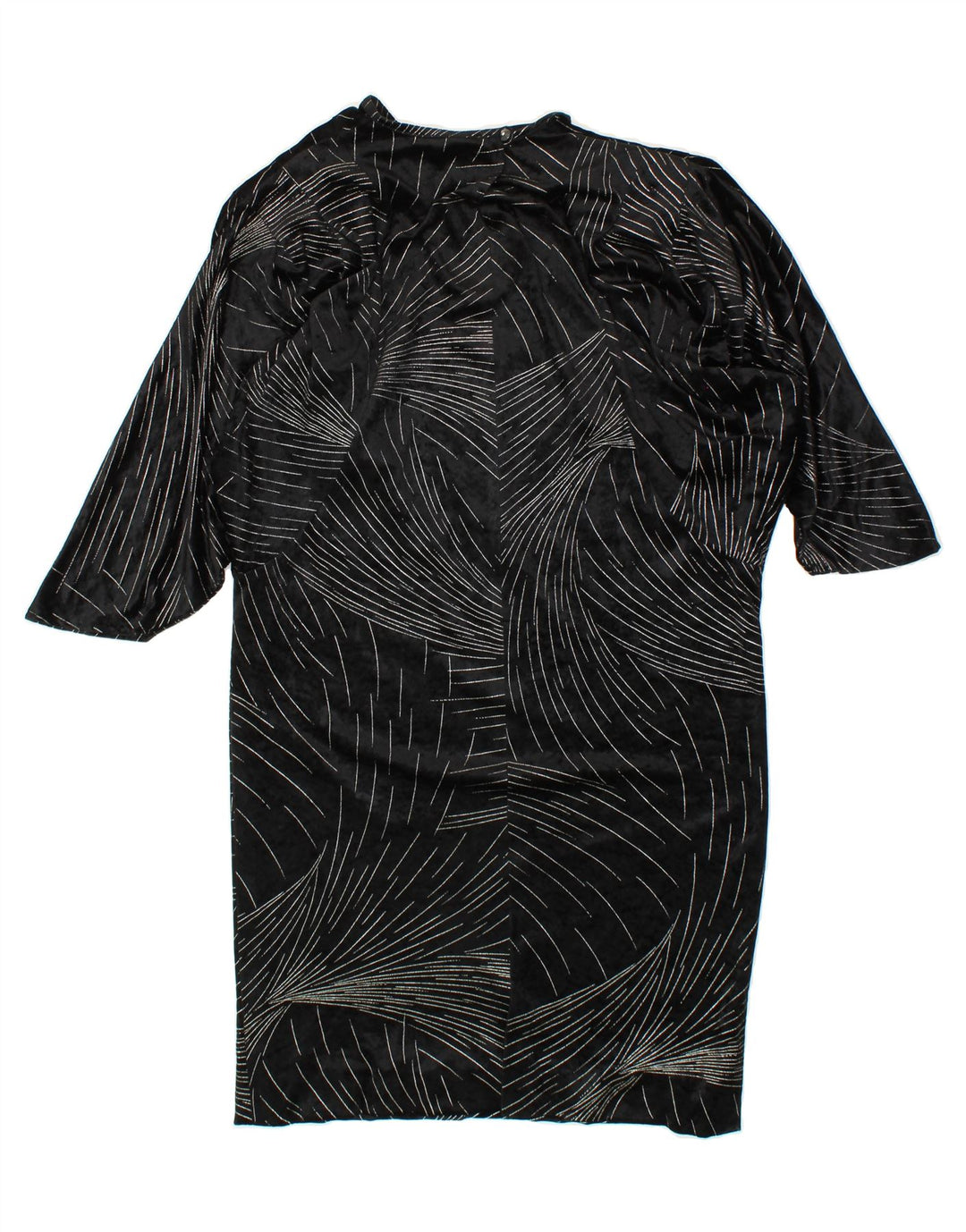 VINTAGE Womens 1/2 Sleeve Basic Dress UK 16 Large Black Striped Vintage Vintage and Second-Hand Vintage from Messina Hembry 