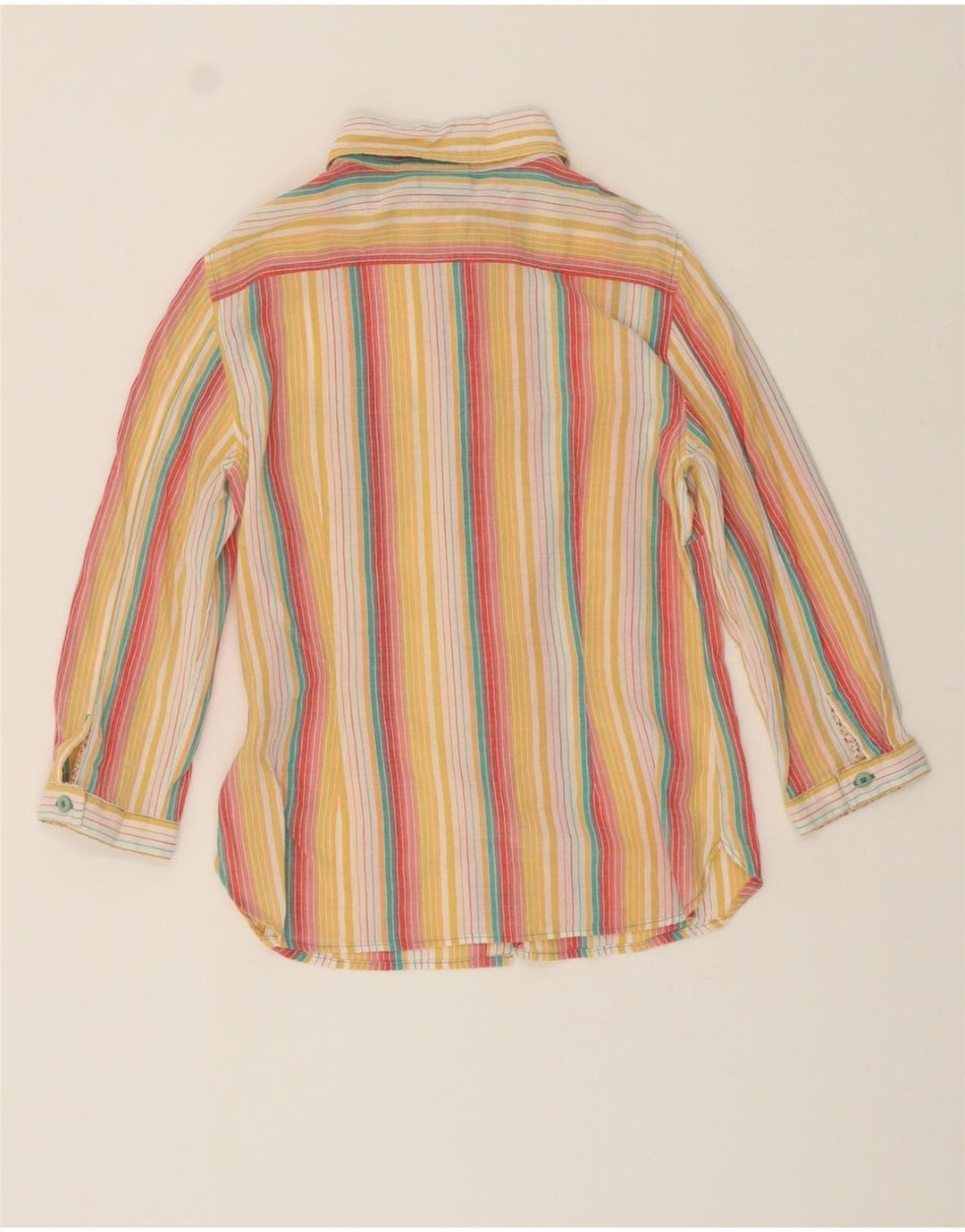 WOOLRICH Womens 3/4 Sleeve Shirt UK 12 Medium Multicoloured Striped Cotton Vintage Woolrich and Second-Hand Woolrich from Messina Hembry 