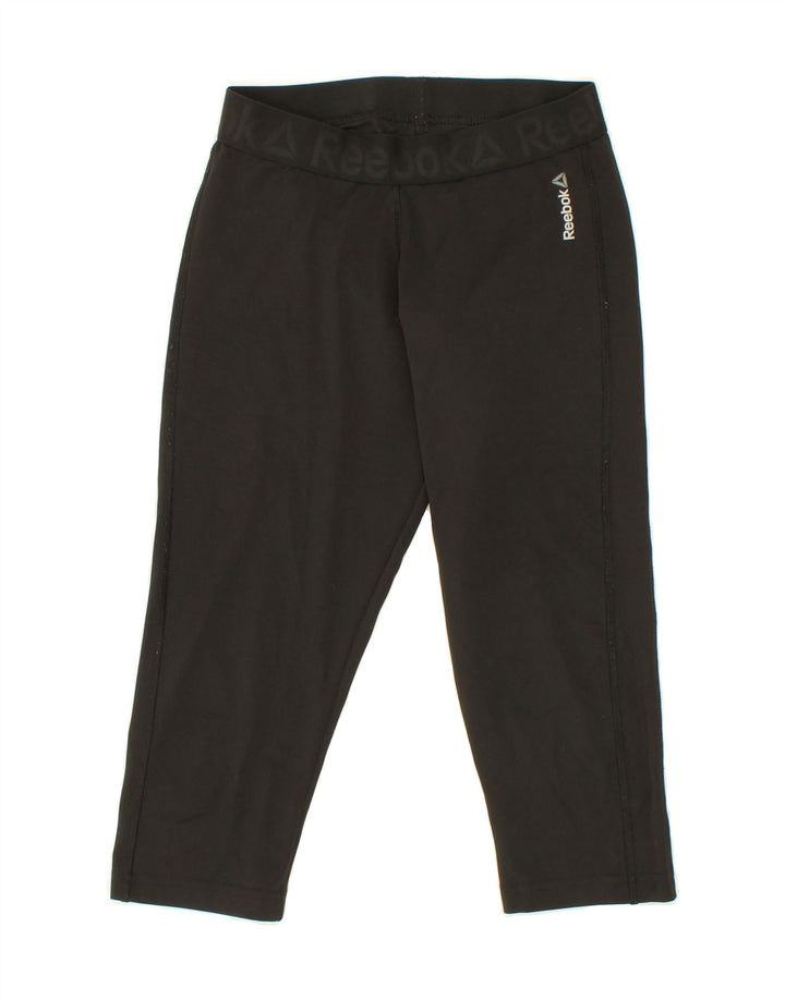 REEBOK Womens Capri Leggings UK 8/10 Small  Black Polyester Vintage Reebok and Second-Hand Reebok from Messina Hembry 